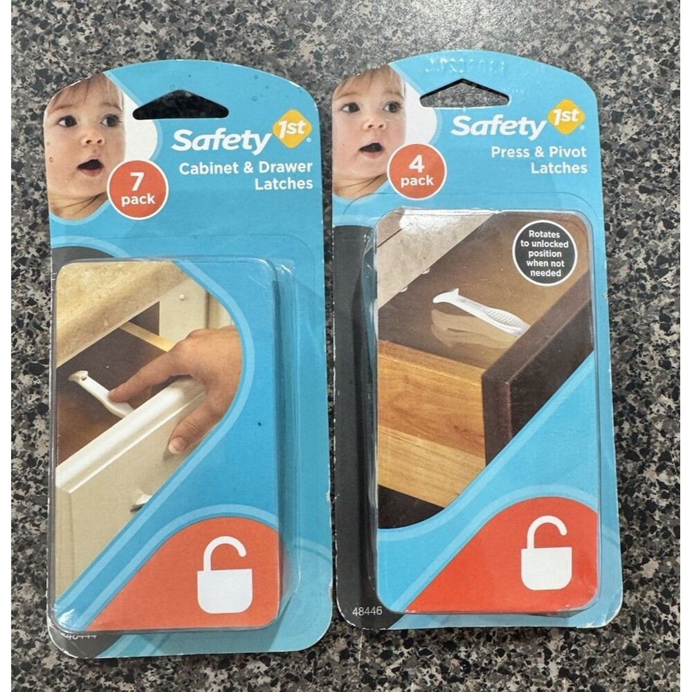 Safety 1st Child Safety Latches Bundle Press & Pivot 4pk + Cabinet Drawer 7pk